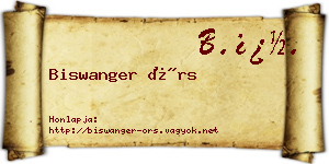 Biswanger Örs névjegykártya